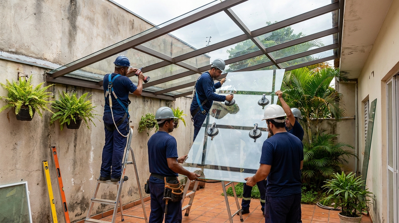 Instalação de cobertura de vidro em Goiânia-GO