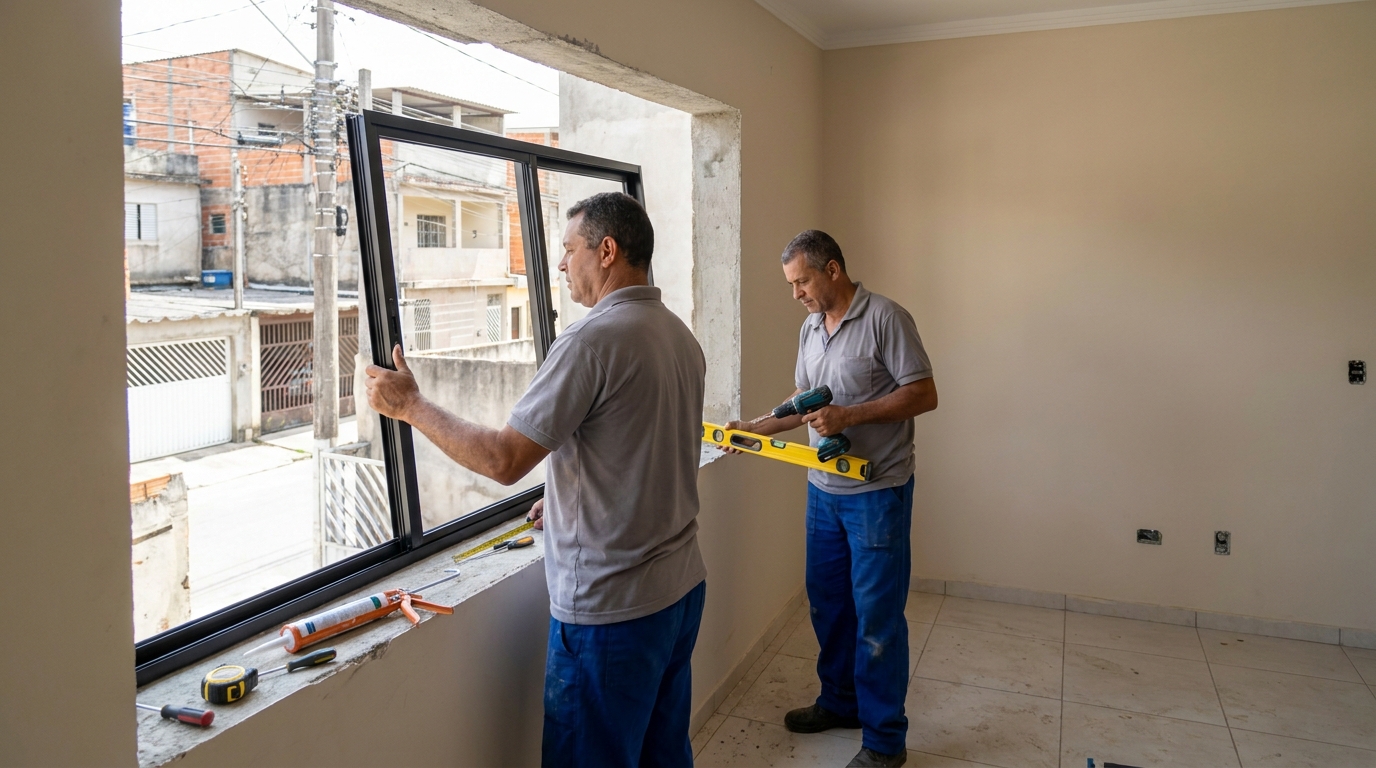 Esquadria de alumínio com vista para rua em Goiânia-GO